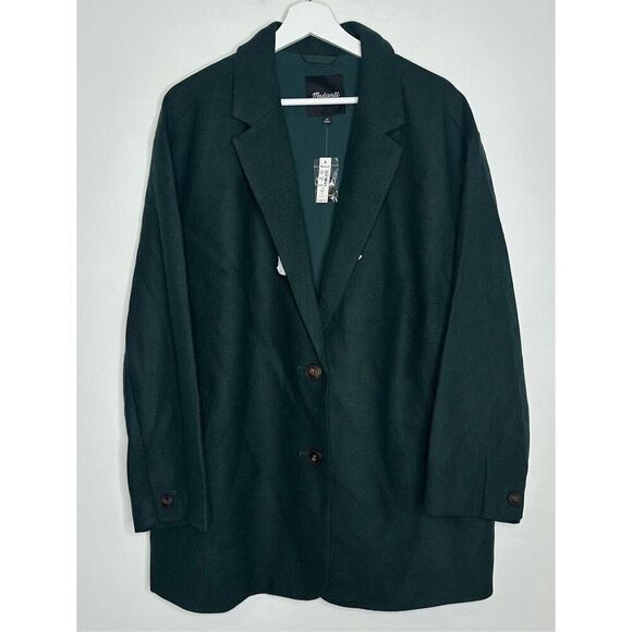 Madewell Women Plus Size Green Brushed Oversized Dorset Blazer Wool Blend - Picture 4 of 13